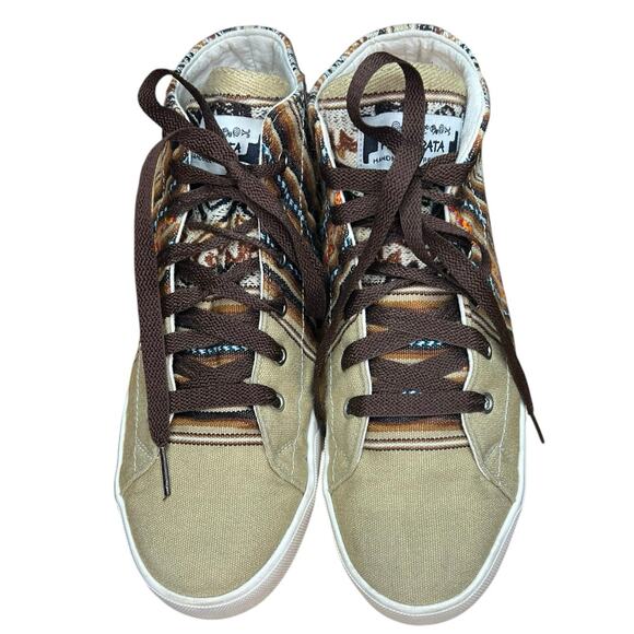 Phuyupata Peru Womens Size 8 High Top Tan Sneakers Aztec Print Woven Handmade - Picture 4 of 9
